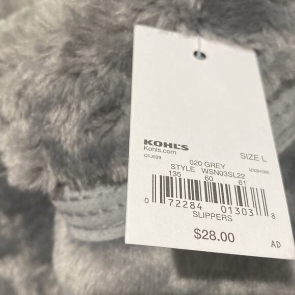 Sonoma Goods For Life gray plush faux fur clogs slippers - Picture 10 of 12